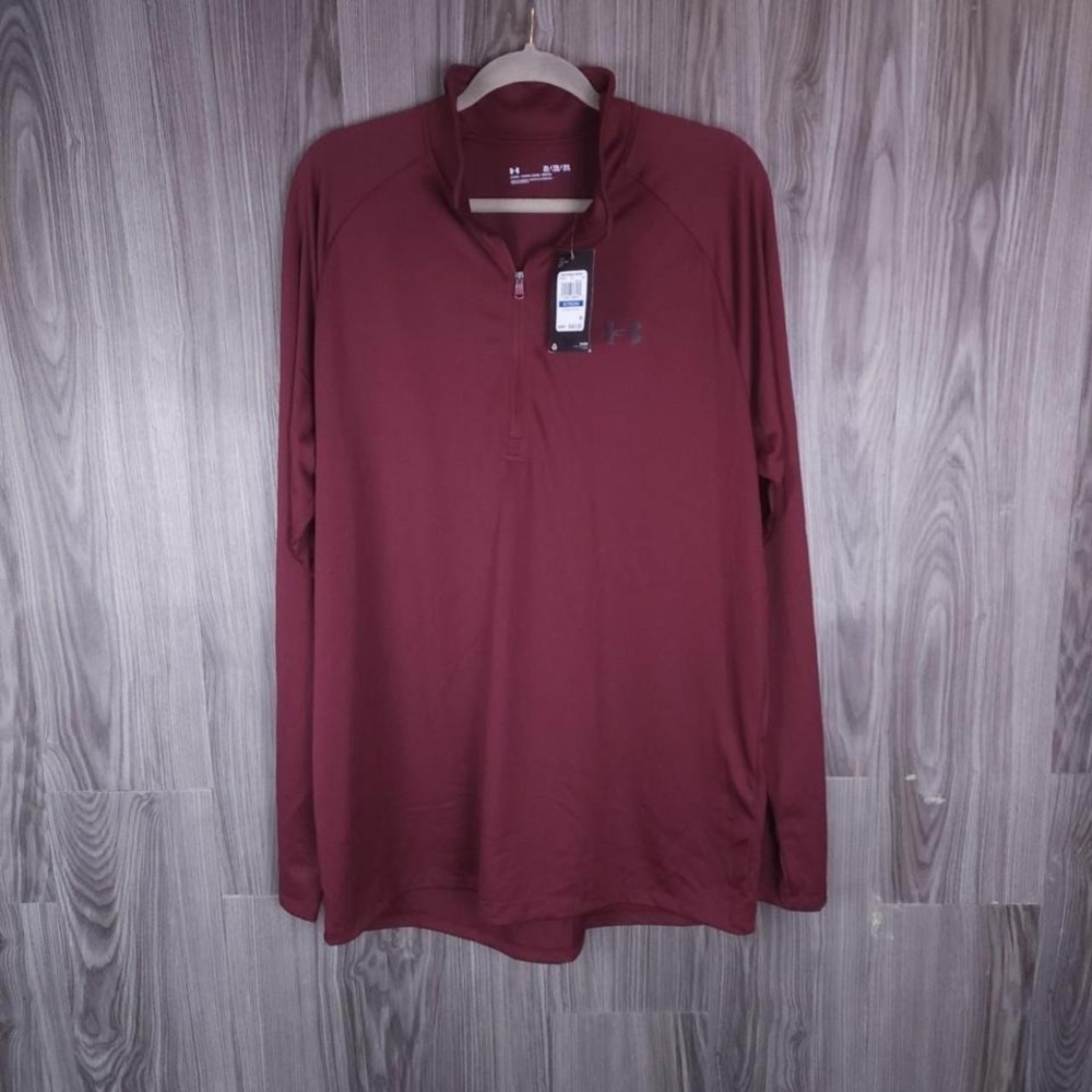 Under Armour Mens Tech 2.0 1/2 Zip Pullover Maroon Red XL Tall XLT 1328495-690